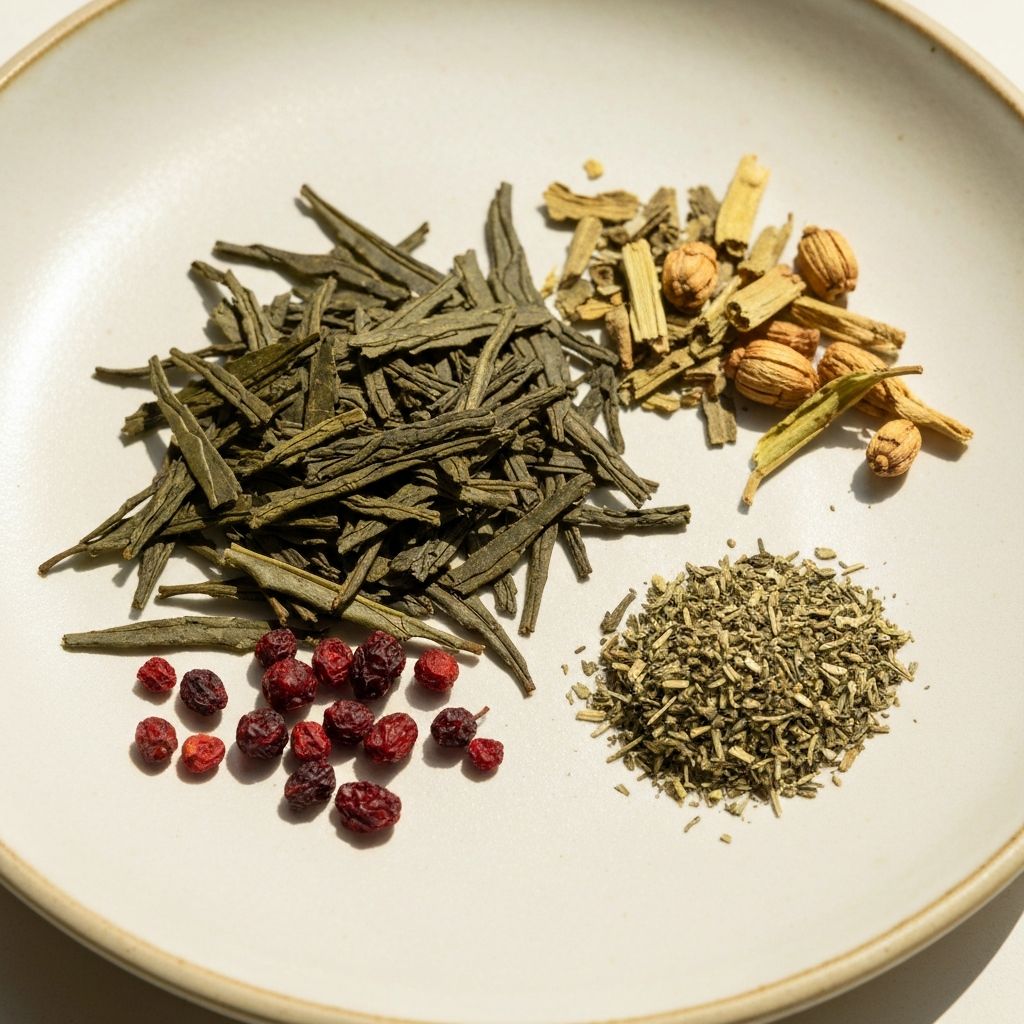 Adaptogene Kräuter und getrocknete Beeren